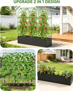 Cucumber Trellis with Grow Bag for Raised Bed, A-Shape Garden Trellis for Climbing Plants Outdoor, Metal Plant Trellis with Garden Netting for Flower Vegetables, Pea, Grape (67x17.7‌x65‌in)