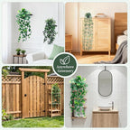 Artificial Hanging Plants for Shelf, 3-Pack Fake Potted Greenery Faux Mandala Monstera and Eucalyptus Vines in Black Pot, Décor for Office Living Room Bathroom Indoor Outdoor