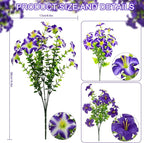 Daynight 32 Pcs Faux Petunias Artificial Flowers for Outdoors, UV Resistant Fake Purple Petunias Plants Realistic Silk Flowers for Porch Front Door Garden Window Outside Decor (32, Purple)