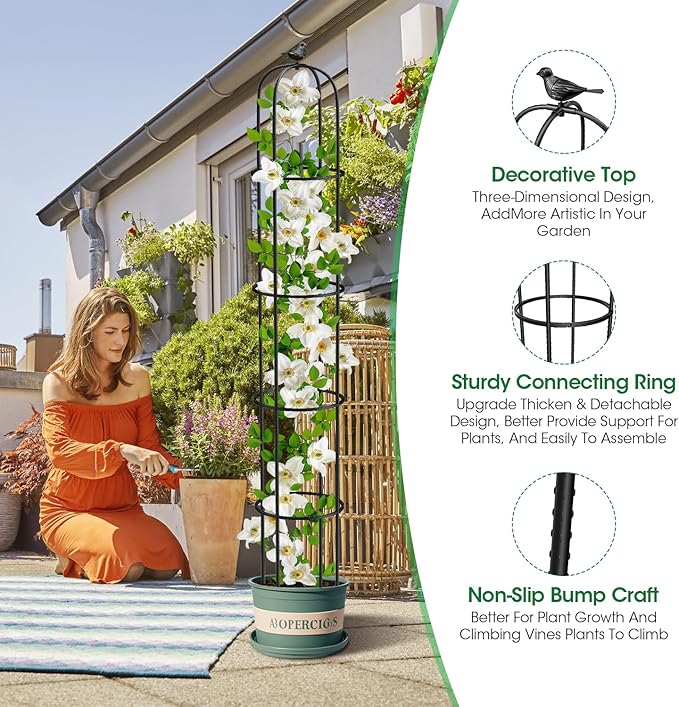 Garden Trellis for Climbing Plants Outdoor, 6.2ft Tall Garden Obelisk Trellis Climbing Plant Support Potted Vine Flower Rose Clematis Vegetable Pea Bean Cucumber Trellis Raised Bed, 2 Pack