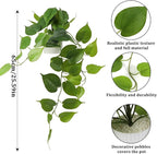 Fake Pothos Hanging Plant – Artificial Plastic Ivy Vines with White Pot, Realistic Faux Greenery for Indoor Home Office Bathroom Shelf Cabinet Decoration
