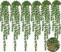 RECUTMS 6pcs Artificial Hanging Succulents Fake String of Pearls Plant Faux Greenery Wall Plants for Spring Summer Indoor Outdoor Home Bedroom Patio Garden Wedding Graduation Party Decor