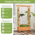 LDAILY Raised Garden Bed with Trellis, Above Ground Garden Bed with Hanging Roof, Side Trellis, & 4 Drainage Holes, Planter Box for Outdoor Climbing Plants Vines Flowers (1, 43.5"L x 17.5"W x 72"H)