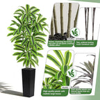Artificial Yellow Dracaena Tree - 7FT Tall Fake Plants with Black Planter - Artificial Plants Indoor Floor Plant in Pot - Large Tropical Fake Yucca Potted Tree for Home Office Living Room Decor