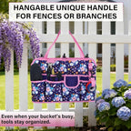 KUNN 5 Gallon Bucket Tool Organizer 18-Pocket Heavy-Duty Bucket Caddy with Hangable Handle & Comfort Grip Pad | Gardening Tool Bag, Garden Organizer Storage Bag Accessory for Gardeners, Purple