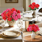 AGIRL 6 Bundles Artificial Geranium Flowers for Outdoors Spring Decor Geraniums Silk Flowers UV Resistant Lifelike Faux Flowers for Outdoor Garden Patio Porch Balcony Home Decor(Red 3,Rose Red 3)