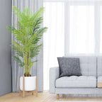 7FT Artificial Palm Tree Indoor with White Pot, Realistic Leaves, 18 Trunks Adjustable Branches, Tall Faux Fake Palm Plant, Ideal for Living Room Bedroom Office Home Interior Aesthetic Decor