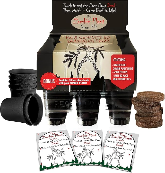 Zombie Plant Greenhouse Grow Kit – Touch It and Watch It Play Dead – Fun Indoor Plant that Revives in Minutes – Unique Gift for Dad, Men and Grandparents