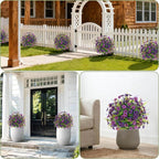 Artificial Lavender Topiary Ball Trees 2 Pack 24" with Stakes, UV Resistant Fake Outdoor Plants, Faux Boxwood Shrubs Bushes for Front Porch Planters Patio Garden Spring Decor
