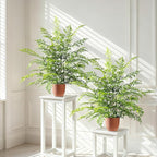 2 Pack Artificial Fern Plants in Pots Artificial Boston Ferns Potted Plants Faux Fern Bush Plant Shrubs Greenery for Outdoor Indoor Porch Patio Farmhouse Garden Living Room Office Table Decor (Type 5)
