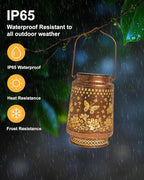 2 Pack Butterfly Solar Lanterns Outdoor Waterproof, Garden Decor Birthday Gifts for Women Mom Grandma Sister, Metal Hanging Solar Lights Outside Decorative for Backyard Patio Lawn Pathway Landscape