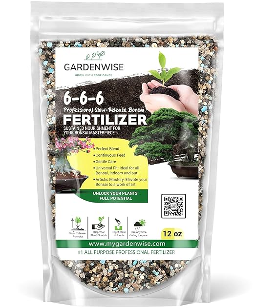 GARDENWISE Bonsai Fertilizer Pellets – Slow-Release Bonsai Tree Fertilizer & Food for Compact Growth, Dense Branching & Healthy Roots | Ideal for All Bonsai & Money Tree (12 OZ)