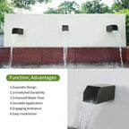 PONDO 4" Square Water Fountain Spout, 316 Stainless Steel Spillway Waterfall Accent Scupper with Integrated Spray Baffle for Landscape Decor, Ponds, Pools, Water Walls, Fountains (Dark Brown)