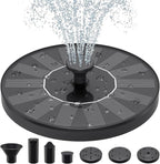 Priksia Solar Water Fountains,Solar Powered Bird Bath Fountain with 6 Nozzles - Free Standing Floating Solar Fountains for Bird Bath, Garden, Pond, Pool (Black-1.4W)