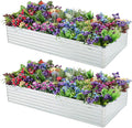 Meberam 2 Pack 8x4x1FT Galvanized Raised Garden Beds Kit Outdoor Metal Gardening Planter Box for Vegetable Elevated Flower Herbs,Silver