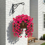 Artificial Flowers for Outdoors Fake Hot Pink Morning Glory Hanging Flower Decoration, 2Pcs Realistic Faux Plants Petunias Long Trailing Vines,Spring Decor for Porch Patio Balcony Planter Yard