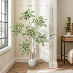 GarveeHome Artificial Plants Indoor, 5 ft Tall Faux Floor Plant in Pot, Nandina Artificial Tree with Grey Planter for Home Decor Office Living Room