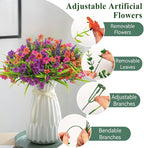 Alupssuc 48 Bundles Artificial Flowers for Outdoors Spring Summer Decoration, UV Resistant Eucalyptus Violet and Lavender Silk Fake Plants for Outside Indoor Yard Home Patio Decor, Orange Rose Purple