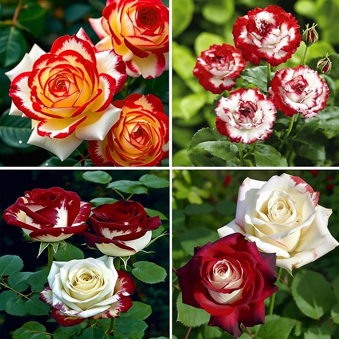 Rare Twin Red White Rose Seeds for Planting, 100+pcs Rare Red White Rose Flower Seeds Plants,Non-GMO Heirloom Home Garden Ground Cover Beauty Flowers for Outdoors Indoors