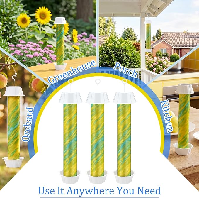 Qualirey 8 Pcs Fly Traps for Indoor Outdoor Hanging Fruit Fly Stick Trap Sticky Mosquito for Home Insect 10 x 2.5 Inches (Design-1,Yellow and Green)