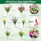 BLEUM CADE 12 Bundles Artificial Flowers for Outdoors, UV Resistant Fake Outdoor Flowers, Realistic Faux Outdoor Flowers for Decoration, Outside Fake Plants for Porch Garden Decor