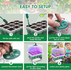 MYMULIKE Seed Starter Tray with Grow Light,5 Pack 60 Cells Seedling Tray Kit Reusable & Dishwasher Safe for Starting Vegetable, Flower & Herb Seeds Indoor Grow Kit for Deep-Rooted Seedlings