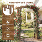 Giantex 7.5FT Wood Garden Arbor Trellis, Wooden Wedding Arch for Ceremony Party, Outdoor Archway Pergola for Climbing Plants, Pathway, Yard, Garden Decor, Easy Assembly (Dark Brown, 63''W x 90''H)