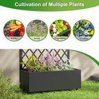Casaphoria Metal Raised Garden Bed with Trellis and Wheels, 72"x35"x16" Planter Box for Climbing Plants, Vegetables & Vines, Features Drainage Holes and Privacy Screen (Black-Rhombus)
