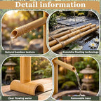 20'' Natural Bamboo Fountain Kit with Adjustable Split-Resistant Spout Quiet Pump and Tubing Japanese Water Feature for Zen Outdoor Patios Landscaping Garden Decor(with Floating Ring)