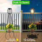 MXwcy Solar Floor Lamp with Plant Stands，Solar Lights Outdoor with Vintage LED Edison Bulbs, Weatherproof Garden Lights for Pathway, Patio, Yard, 8-10 Hours Lighting, IP55 Waterproof
