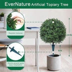 2Pack Artificial Boxwood Topiary Ball Trees,16''UV Resistant Fake Evergreen Shrubs Bushes Plants with Ground Spike, Fake Plants for Outdoor Indoor Front Porch Garden