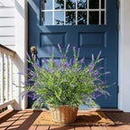 2 Bundles Artificial Lavender Flower Artificial Greenery Stems Fake Lavender Flower Plant Real Touch Silk Faux Plants Branches for Indoor Porch Patio Greenery Farmhouse Garden Office Decor (Type 1)