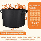 Gardzen 10-Pack 20 Gallon Grow Bags, 300G Thickened Fabric Grow Bags with Handles, Heavy Duty Aeration Plant Grow Bags