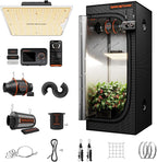 Spider Farmer Grow Tent Kit 2x2x5ft Complete System, SF1000D Bridgelux Diodes Full Spectrum LED Grow Light 24"X24"X55" Indoor 1680D Tent with 4" Ventilation System & GGS Controller