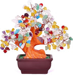 Feng Shui Quartz Crystal Money Tree Bonsai Style Decoration for Luck and Wealth (Multicolor)