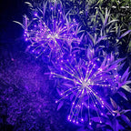 JJGoo Solar Firework Lights, 2 Pack 150 LEDs 2 Lighting Modes Solar Lights Outdoor Waterproof for Garden Patio Walkway Pathway Party Wedding Christmas Decorative - Purple
