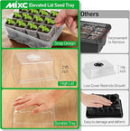 MIXC Seed Starter Tray with Elevated Lid, 120 Cells Seed Starter Kit with Adjustable Humidity Dome, Drainage Hole, Clear Heightened Lids for Indoor Outdoor Greenhouse Gardens, 10 Pack, Transparent
