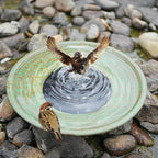 HOUYANG Solar Fountain Bird Bath, Metal Bird Bath Bubbler, Outdoor Bird Bath Bowl, for Outdoors Garden Patio Decor.