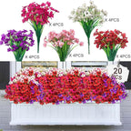 Colorful 20 Bundles Artificial Flowers for Outdoors,MixColors Fake Silk Flowers with Plastic Plants for Outside,Faux mums Realistic Flowers for Window Box Yard Fuchsia Balcoy Dector (Mixed Color)