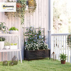 Outsunny Planter Box with Trellis, 35.4 x 15.7 x 47.2 inch Raised Garden Bed with Drainage Holes, Planters for Outdoor Plants, Vegetables, Flowers, Herbs, Trellis Planter, Black