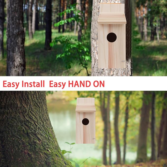 Bird House for Outside,Wooden Clearance Humming Bird Cedar Blue Bird Box House,Wren Cedar Finch House,DIY, 1Pack