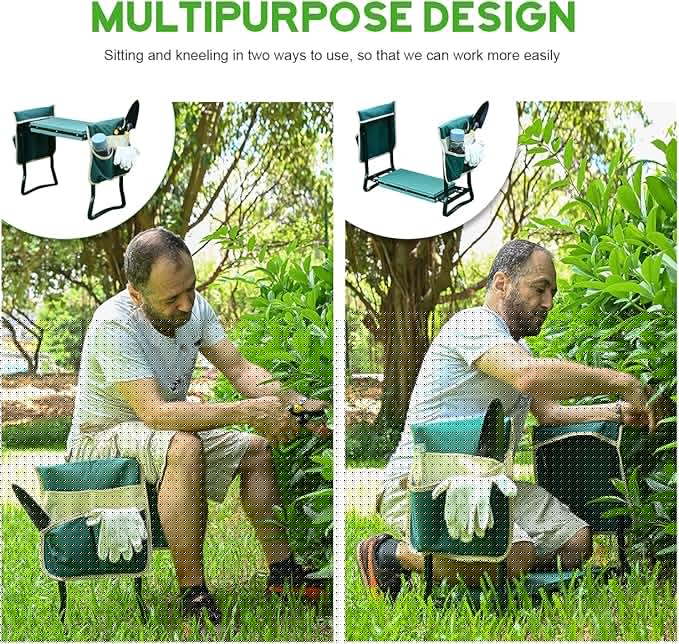 KVR Upgraded Garden Kneeler and Seat with Thicken & Widen Soft Kneeling Pad,Heavy Duty Foldable Gardener Stool with 2 Tool Pouches,Gardening Gifts for Women Mom Men Seniors¡­…