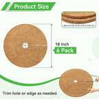 ZeeDix 6 Pack Coconut Fiber Mulch Ring, 18 Inch Coco Coir Tree Ring Mulch Mat, 100% Natural Tree Protector Mat Plant Cover Ring Coconut Coir Discs Tree Mats Mulch Rings for Indoor Outdoor Trees Plants