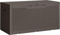 Greesum Outdoor Storage Box 100 Gallon Storage Bin with Lid for Patio Furniture, Garden Tools, Pool Supplies, Lockable, Waterproof and UV Resistant, Dark Brown