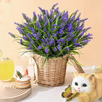Waipfaru 20 Bundles Artificial Plants Outdoor,Fake Flowers UV Resistant Outdoor Fake Plants,Faux Lavender Shrubs for Window Garden Patio Hanging Planter Pathway Front Porch (Purple)