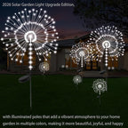 2 Pack 250LED Solar Garden Lights Outdoor, Dual Lighting Modes Firework Lights Solar Powered, Waterproof Twinkle Fairy Light Outside for Yard Patio Pathway Christmas Party Decorative(Cool White)