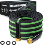 15FT Lightweight Super Flexible Garden Hose - Kink-Free, Non-Expanding, Easy Storage for Yard Lawn Outdoor Use (Black-Green)