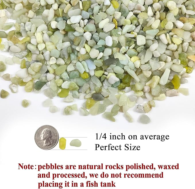 FANTIAN 10 lbs Pebbles for Landscaping,1/4 Inch Polished Green Pea Gravel Small Rocks for Plants, Succulents, Cactus, Vases, Terrarium and Outdoor Gardening