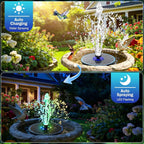 SZMP 3.5W Upgraded Glass Panel Solar Fountain with RGB Night Show, Anti-Drift Fixer & 7 Nozzles, Strong Floating Bird Bath Fountain for Garden, Pond, Outdoor (Blue)