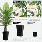 Artificial Palm Tree 6FT - Fake Tree with Gray Tall Planter - Faux Tropical Areca Floor Plant in Pot - Artificial Silk Plant for Home Office Living Room Decor Indoor